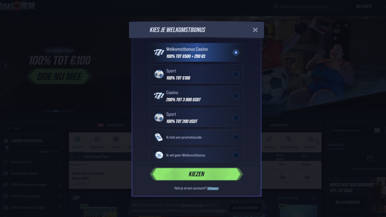 Vegashero Casino registration